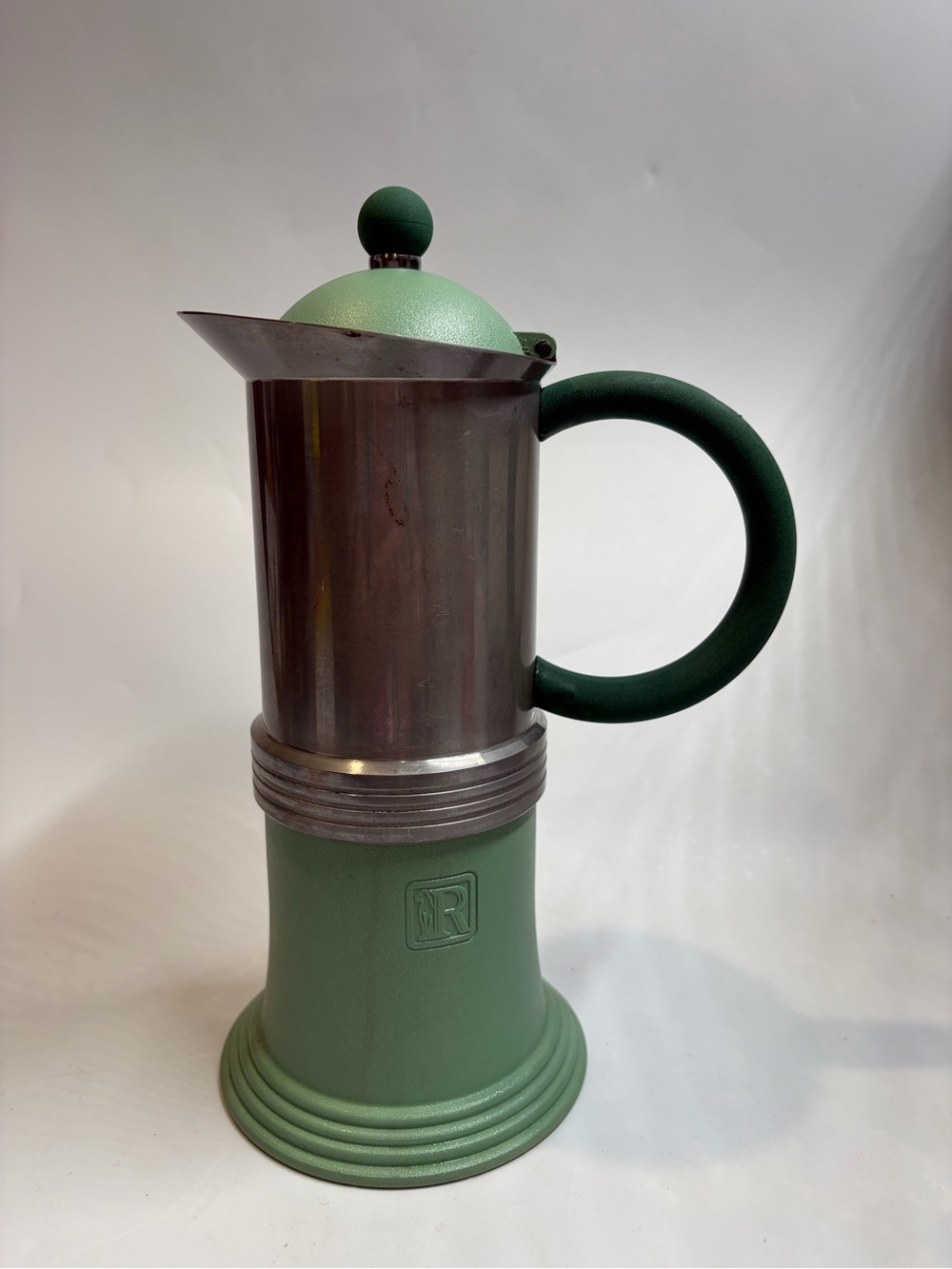 Green Stovetop Moka Pot Coffee Maker with Rounded Handle